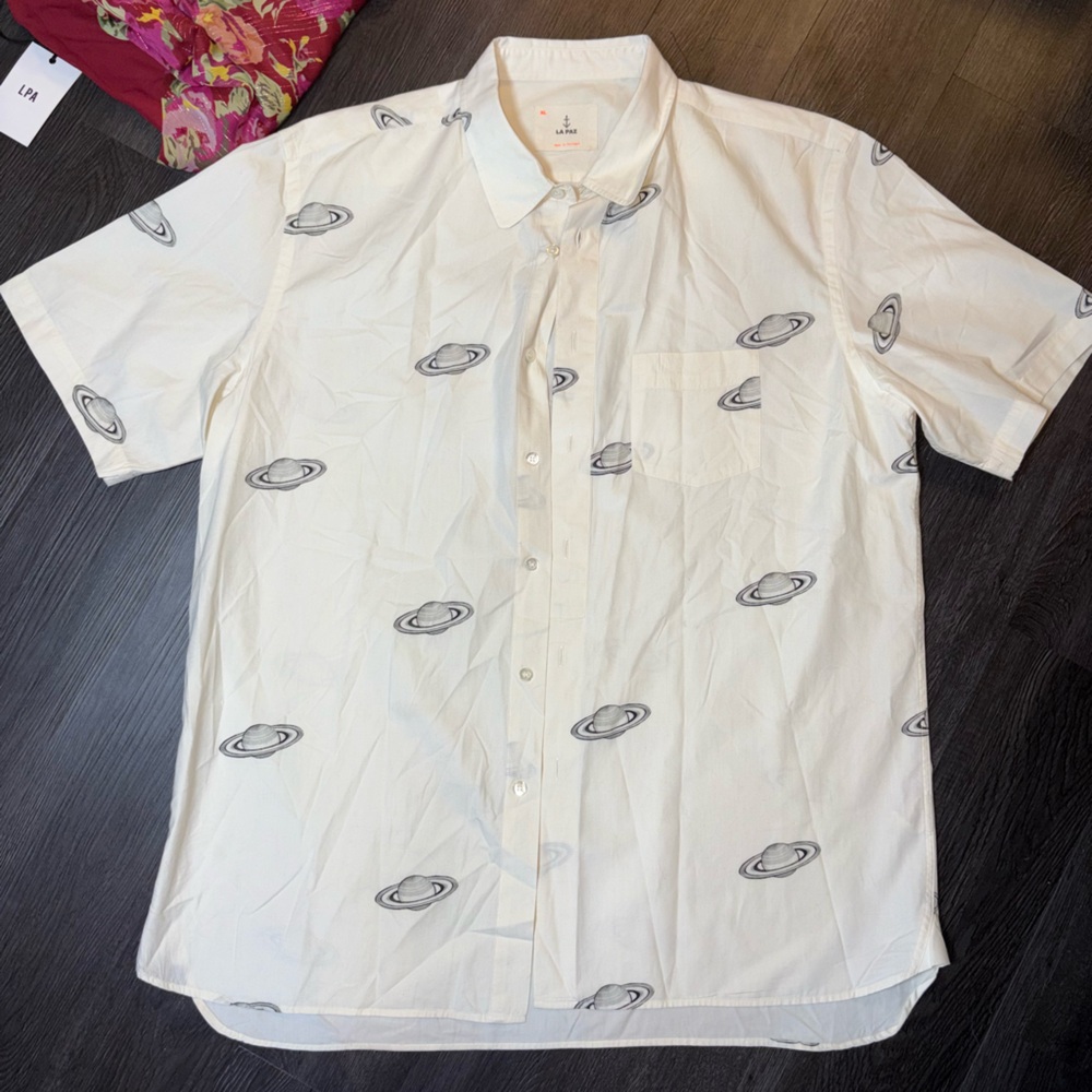 La Paz Alegre Printed Shirt in Saturn Size XL $250 SOLD OUT ONLINE - Picture 5 of 10